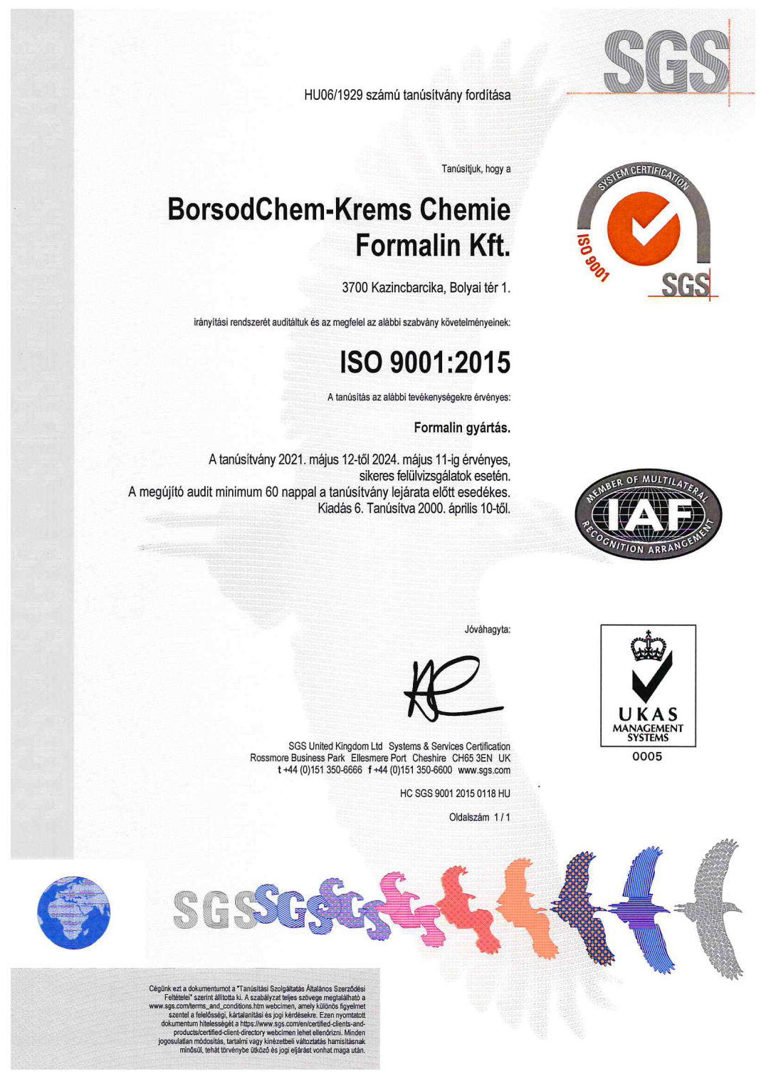 ISO 9001 tanúsítvány